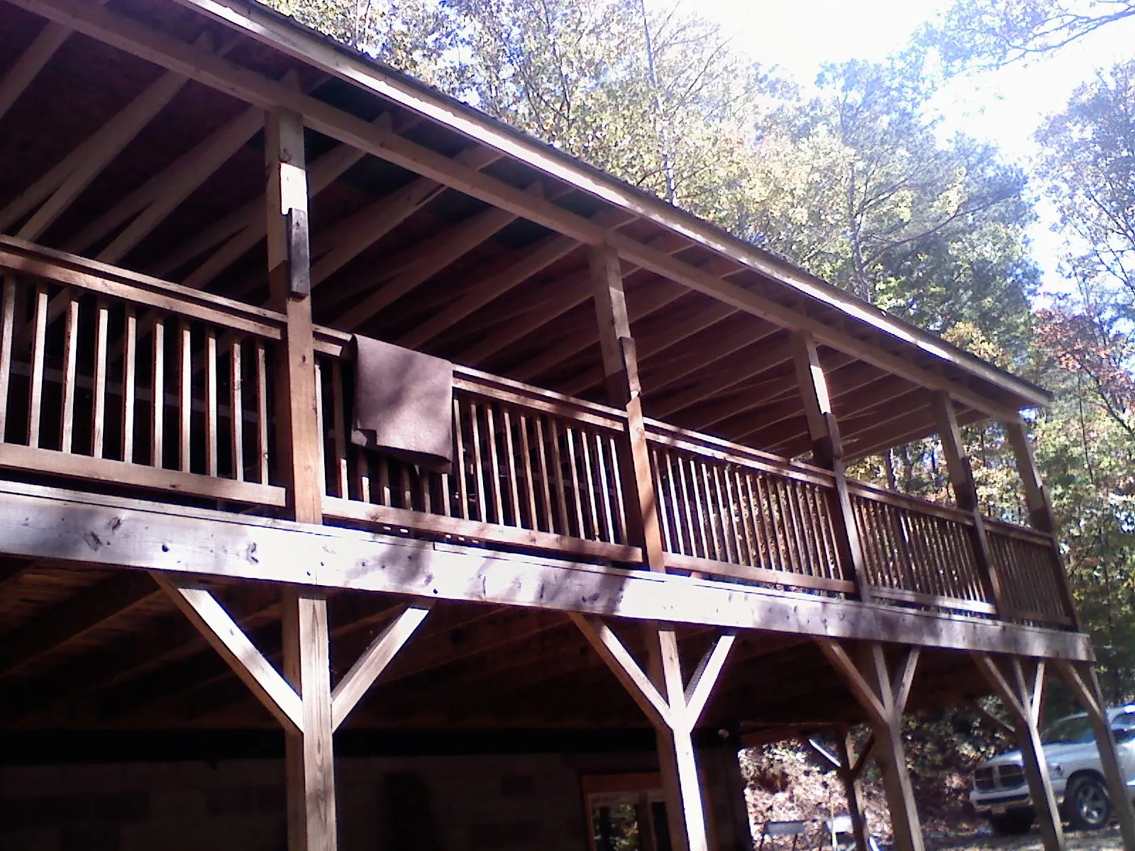 Timber framing under a new elevated porch and deck — Roof Leak Repair in Lathrop by Roofing Brothers